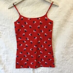 LOFT Red Bouquet Pattern Scoop Neck Cami
